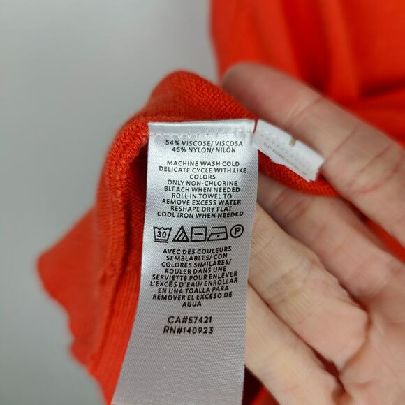 Ann Taylor Sweater Womens Large Orange Red Viscose Blend Sleeveless Knit Tank - Picture 5 of 6